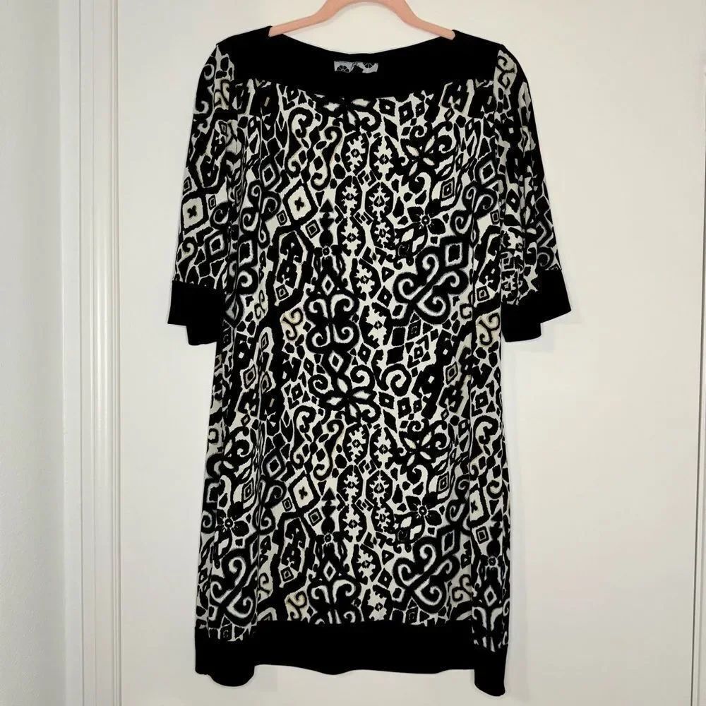 Lily Abstract Print Quarter Sleeve Shift Dress Size Large